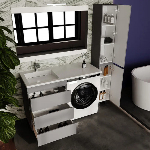 Тумба под раковину Style Line Даллас Леон 120 Люкс Plus СС-00002449 Серая МДФ / ЛДСП