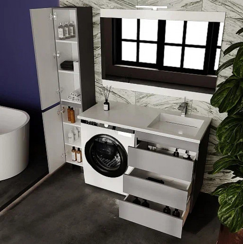 Тумба под раковину Style Line Даллас Леон 120 Люкс Plus СС-00002449 Серая МДФ / ЛДСП