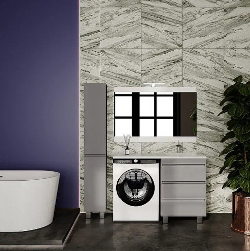 Тумба под раковину Style Line Даллас Леон 120 Люкс Plus СС-00002449 Серая МДФ / ЛДСП