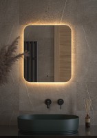 Зеркало Defesto Opti 50x60 DF 2813R с подсветкой 19W-3000К/ИК - выключатель/Теплый белый свет