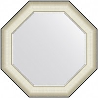 Зеркало Evoform Octagon 59x59 BY 7446 в багетной раме - Белая кожа с хромом 78 мм стекло