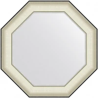Зеркало Evoform Octagon 59x59 BY 7446 в багетной раме - Белая кожа с хромом 78 мм стекло