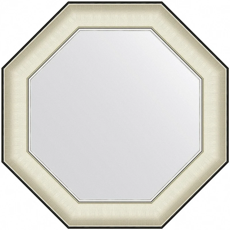 Зеркало Evoform Octagon 59x59 BY 7446 в багетной раме - Белая кожа с хромом 78 мм стекло