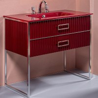 Тумба под раковину Boheme Armadi Art Monaco 100 866-100-RCR Бордо глянец Хром МДФ / ЛДСП