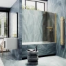 Шторка для ванны Maybah Glass MGV-778-3 600х1400 поворотная на монопетле с полотенцедержателем Золото стекло бронзовое матовое