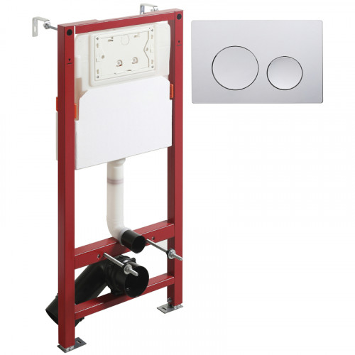 Комплект унитаза с инсталляцией Agger ATI06100+APB100 с сиденьем Микролифт и клавишей смыва Хром глянцевый фарфор подвесной