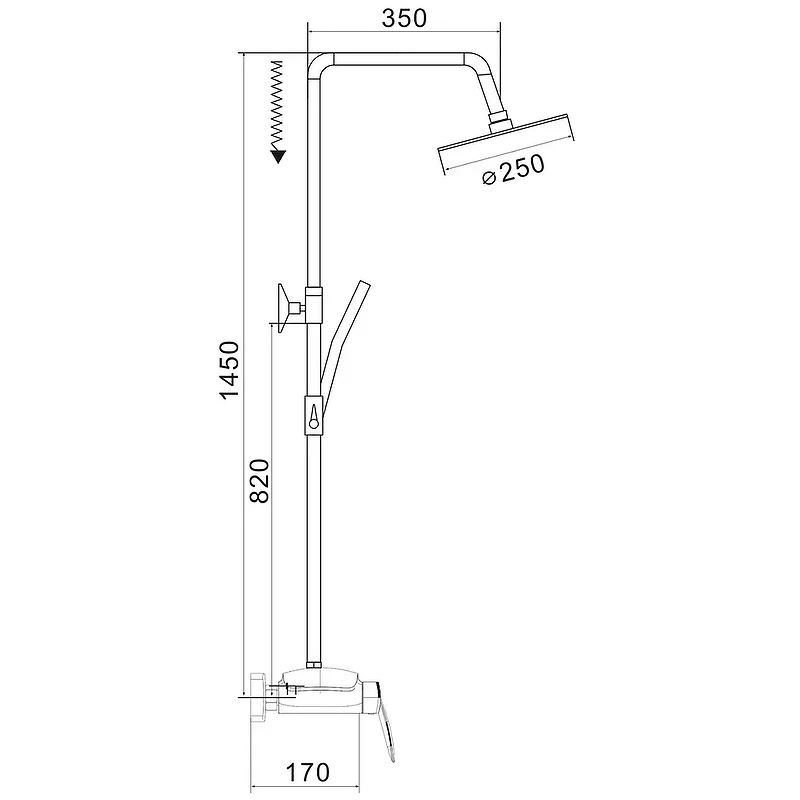Душевая система Rose R11 R1136 Хром