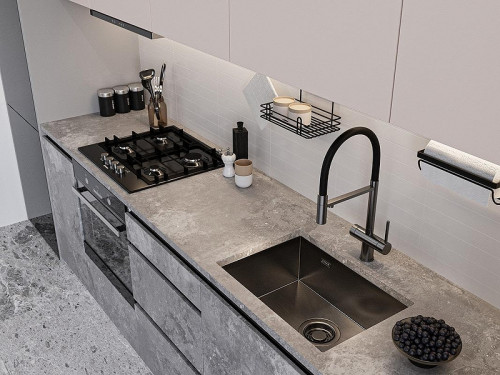 Кухонная мойка Emar PVD 59 EMB-132 PVD цвет Nano Dark