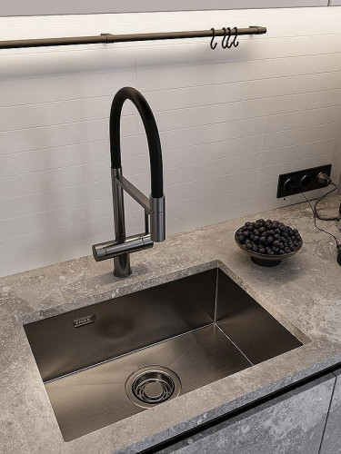 Кухонная мойка Emar PVD 59 EMB-132 PVD цвет Nano Dark