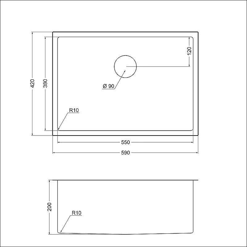 Кухонная мойка Emar PVD 59 EMB-132 PVD цвет Nano Dark
