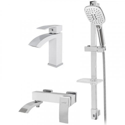 Комплект смесителей Hansberge Cubito H7077W Белый Хром