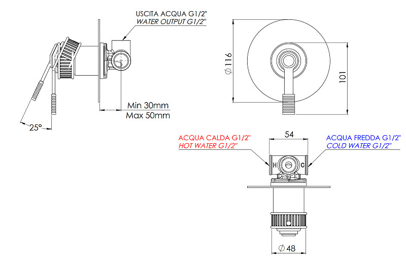 Смеситель для душа Remer Atelier AL30LXV цвет Сталь