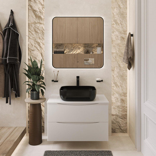 Тумба с раковиной Bond Cube 80 T05805-S61508 подвесная цвет Белый матовый