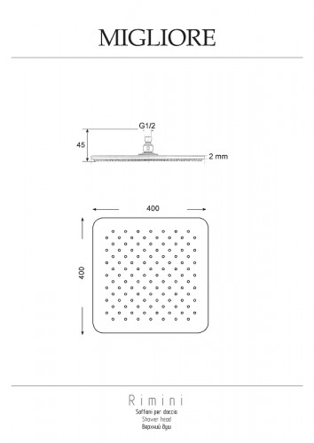Верхний душ Migliore Rimini 29664 цвет Хром