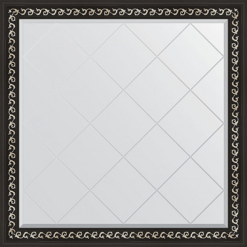 Зеркало Evoform Exclusive-G 105х105 BY 4440 с гравировкой в багетной раме - Черный ардеко 81 мм стекло