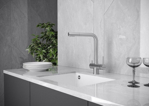 Смеситель для кухни KUCHENSTERN FOKUS-F 400SS40 цвет Нержавеющая сталь