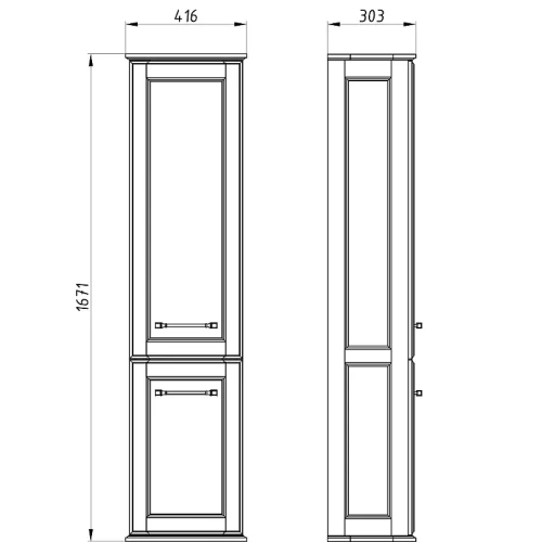 Шкаф пенал ASB-Woodline Венеция 40 11965 подвесной Белый с патиной Серебро массив дерева