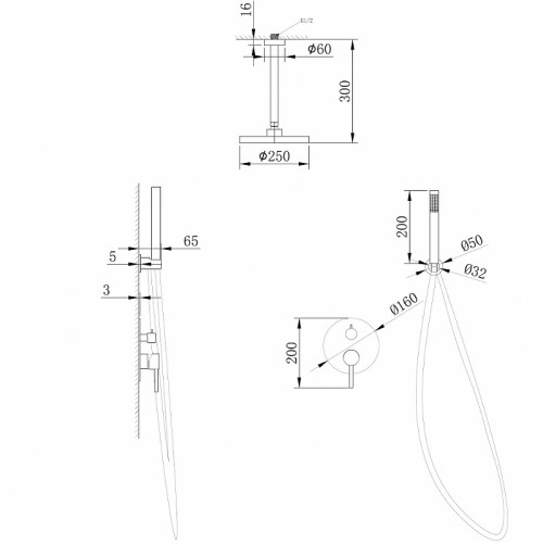Душевая система Abber Emotion AF8821 Хром латунь встраиваемый