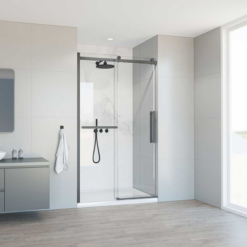 Душевая дверь Vincea Como Soft 120 VDS-1CS120CLGM профиль Вороненая сталь стекло прозрачное