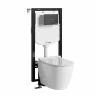 Комплект унитаза с инсталляцией WasserKRAFT Mindel 56TLT.010.ME.MB03.H002 цвет Белый с сиденьем Микролифт и клавишей смыва цвет Черный матовый