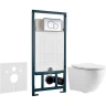 Унитаз с инсталляцией CeramaLux 2197 + WeltWasser WW Marberg 507 10000005949+10000005952 с сиденьем Микролифт с клавишей смыва Хром глянцевый