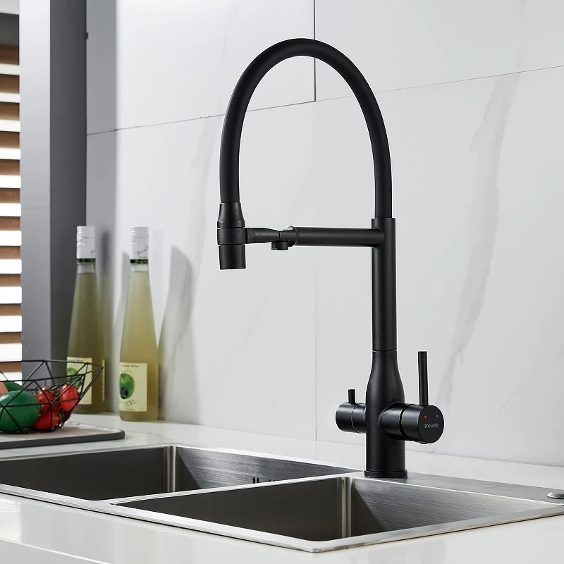 Смеситель для кухни Shevanik S378H цвет Черный матовый