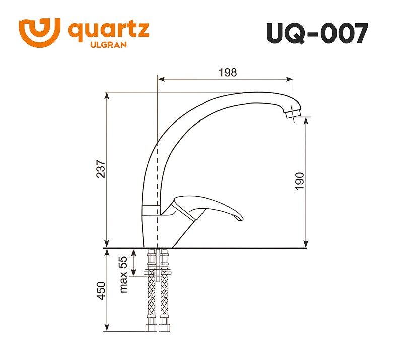 Смеситель для кухни Ulgran Quartz UQ-007-05 Бетон латунь