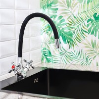 Смеситель для кухни Ростовская Мануфактура Сантехники Boou BA5318-1F-E352A-B702 Черный Хром латунь