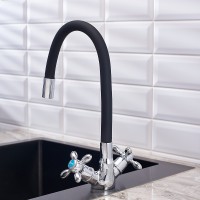 Смеситель для кухни Ростовская Мануфактура Сантехники Boou BA5318-1F-E352A-B702 Черный Хром латунь