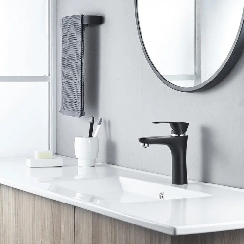 Смеситель для раковины Shevanik S9801H цвет Черный Хром