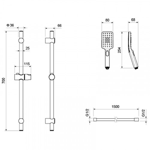 Смеситель для душа Aquatek Лира AQ1432CR Хром латунь на стену