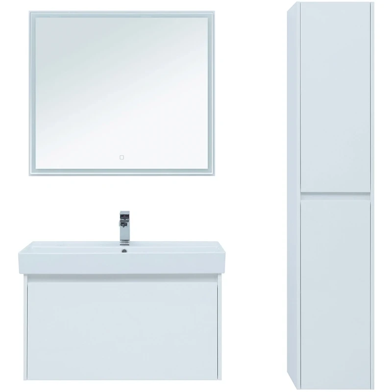 Зеркало Aquanet Nova Lite 90 242264 с подсветкой Белое МДФ / ЛДСП, стекло