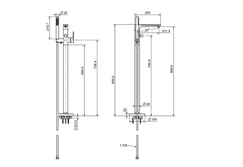 Смеситель для ванны Aquatek Ника AQ1845MB цвет Черный матовый