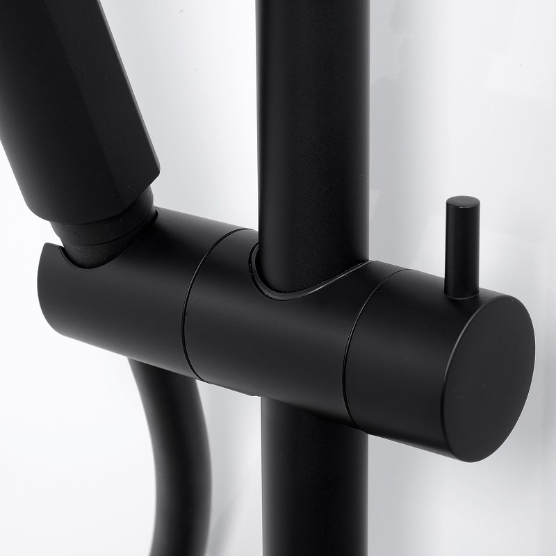 Душевая система WasserKRAFT Thermo A11401 с термостатом Черная матовая Хром латунь на стену