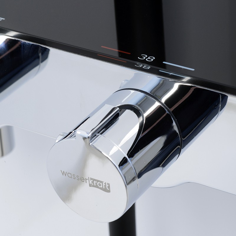 Душевая система WasserKRAFT Thermo A11401 с термостатом Черная матовая Хром латунь на стену