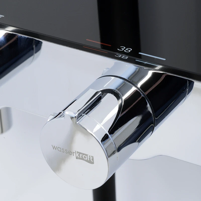 Душевая система WasserKRAFT Thermo A11401 с термостатом Черная матовая Хром латунь на стену