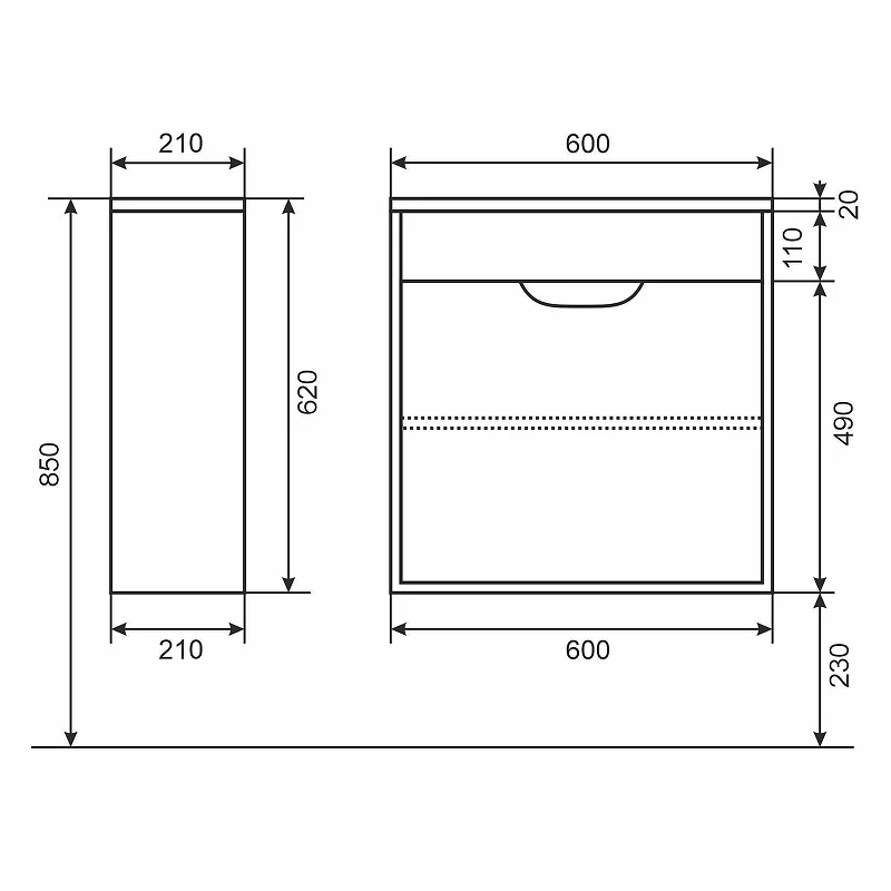 Тумба с раковиной Uperwood Modul 60 393020546 подвесная цвет Белый матовый