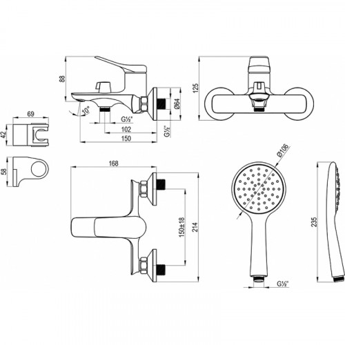 Смеситель для ванны Lemark Ortus LM11314C цвет Хром