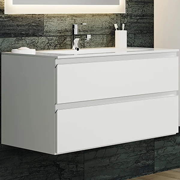 Тумба с раковиной SanVit Авеню-2 100 kavenu2100 с фактурой под дерево подвесная Шелк Сталь МДФ / ЛДСП