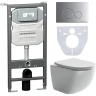 Комплект унитаза с инсталляцией Ceramicanova Forma CN3009_1001M_1000 с сиденьем Микролифт и клавишей смыва Хром матовый фарфор подвесной