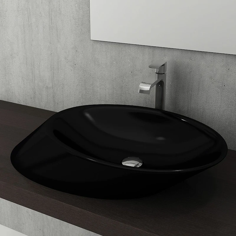 Раковина-чаша Bocchi Vessel 72 1013-005-0125 Черная глянцевая фарфор накладная