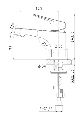 Смеситель для раковины Wonzon &amp; Woghand Balance WW-051101-CR цвет Хром