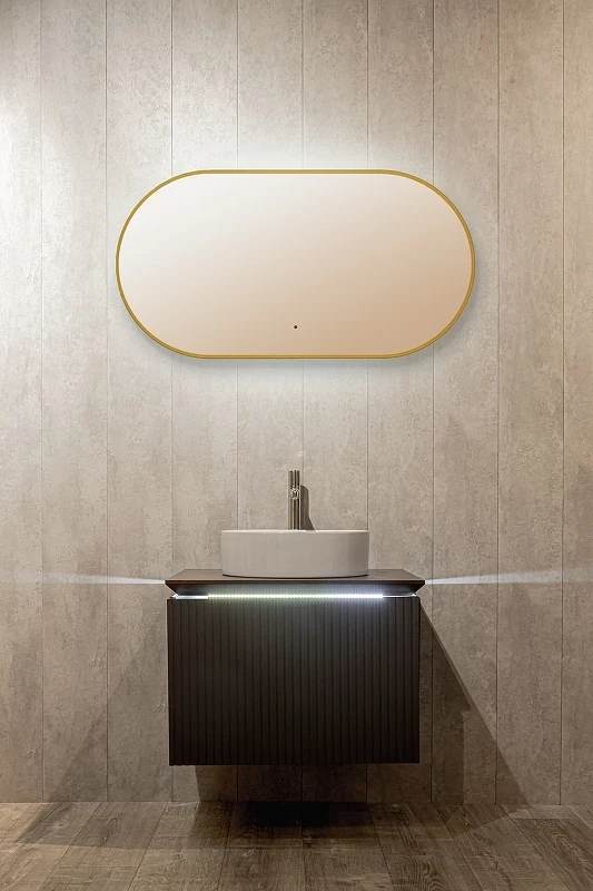 Зеркало Silver Mirrors Viva 55 LED-00002690 с подсветкой Золото с бесконтактным выключателем и диммером стекло