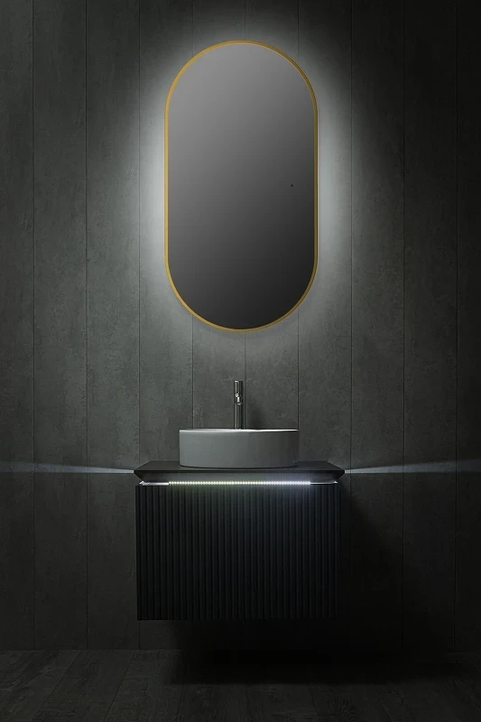 Зеркало Silver Mirrors Viva 55 LED-00002690 с подсветкой Золото с бесконтактным выключателем и диммером стекло