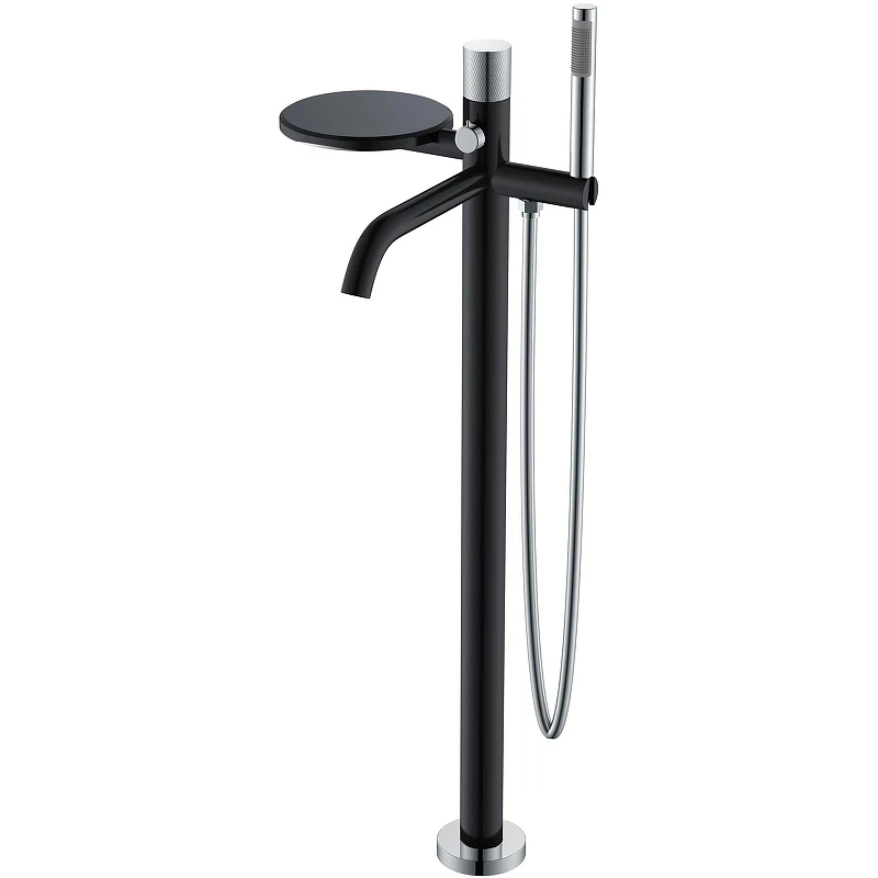 Смеситель для ванны Boheme Stick 129-BCR.2 Черный матовый Хром латунь на пол