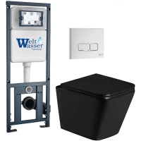 Комплект унитаза с инсталляцией WeltWasser MARBERG 410 + GELBACH 043 GL-BL + MAR 410 SE GL-WT 10000011955 цвет Белый глянцевый с сиденьем Микролифт и клавишей смыва цвет Белый глянцевый