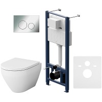 Комплект унитаза с инсталляцией AM.PM Spirit V2.0 FlashClean IS49051.701700 с сиденьем Микролифт и клавишей смыва Хром фарфор подвесной