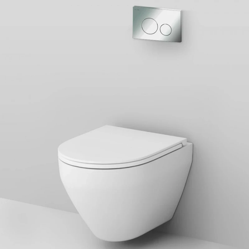 Комплект унитаза с инсталляцией AM.PM Spirit V2.0 FlashClean IS49051.701700 с сиденьем Микролифт и клавишей смыва Хром фарфор подвесной