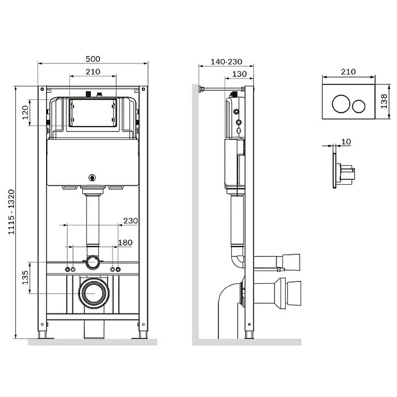 Комплект унитаза с инсталляцией AM.PM Spirit V2.0 FlashClean IS49051.701700 с сиденьем Микролифт и клавишей смыва Хром фарфор подвесной