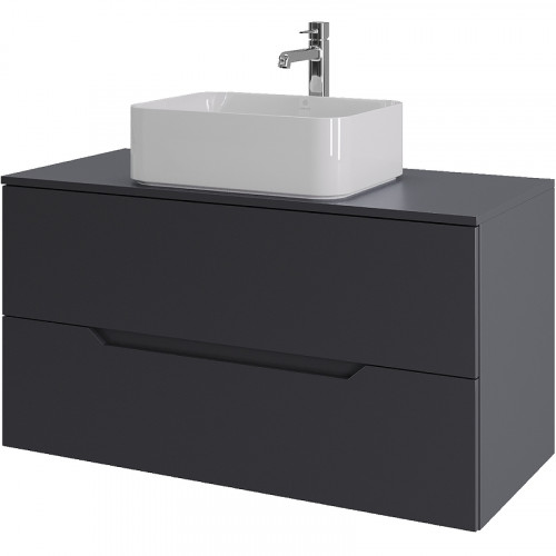 Тумба с раковиной Orange Line 100 Li-100TugMDF+B02-460W подвесная Графит матовый МДФ / ЛДСП